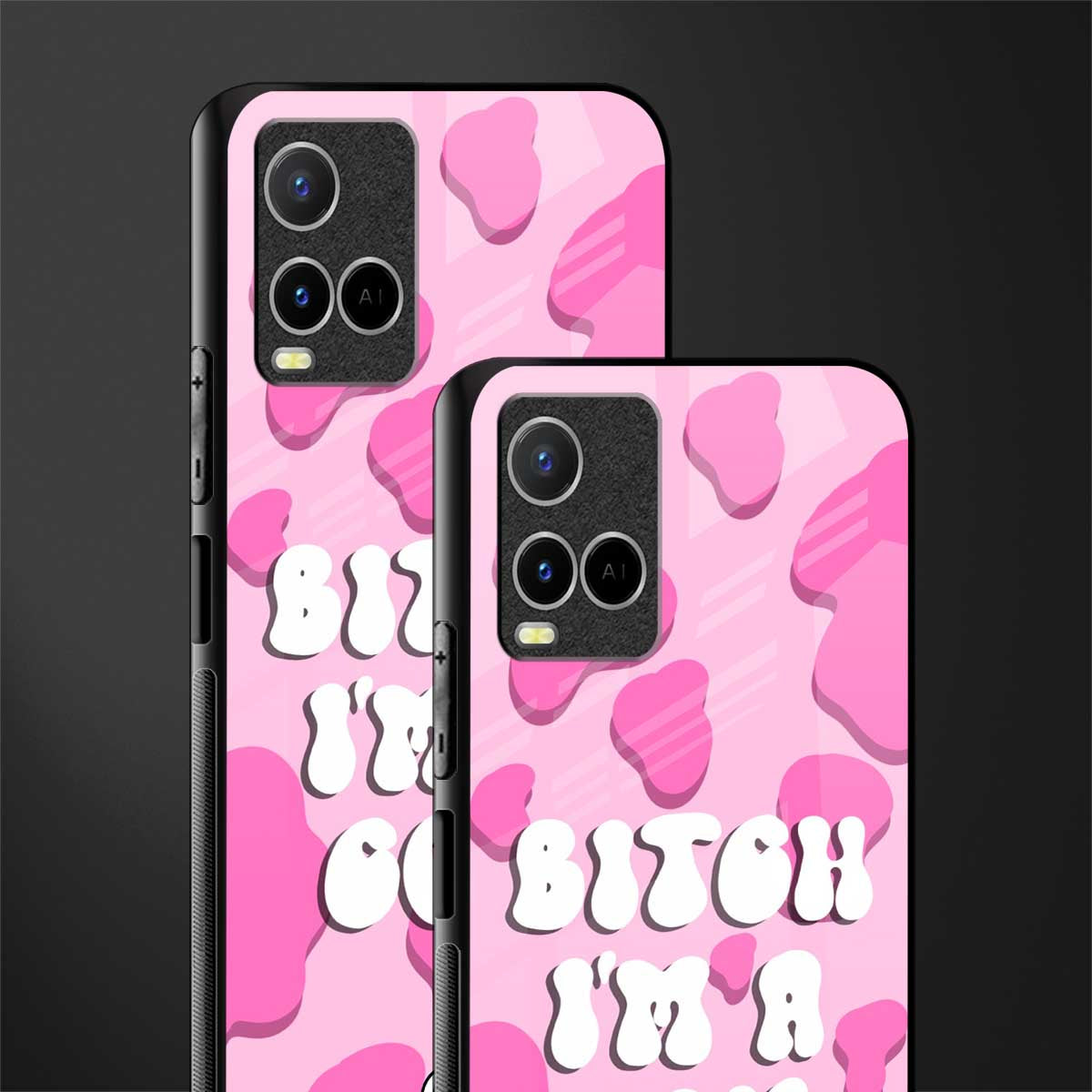 bitch i'm a cow glass case for vivo y21t image-2