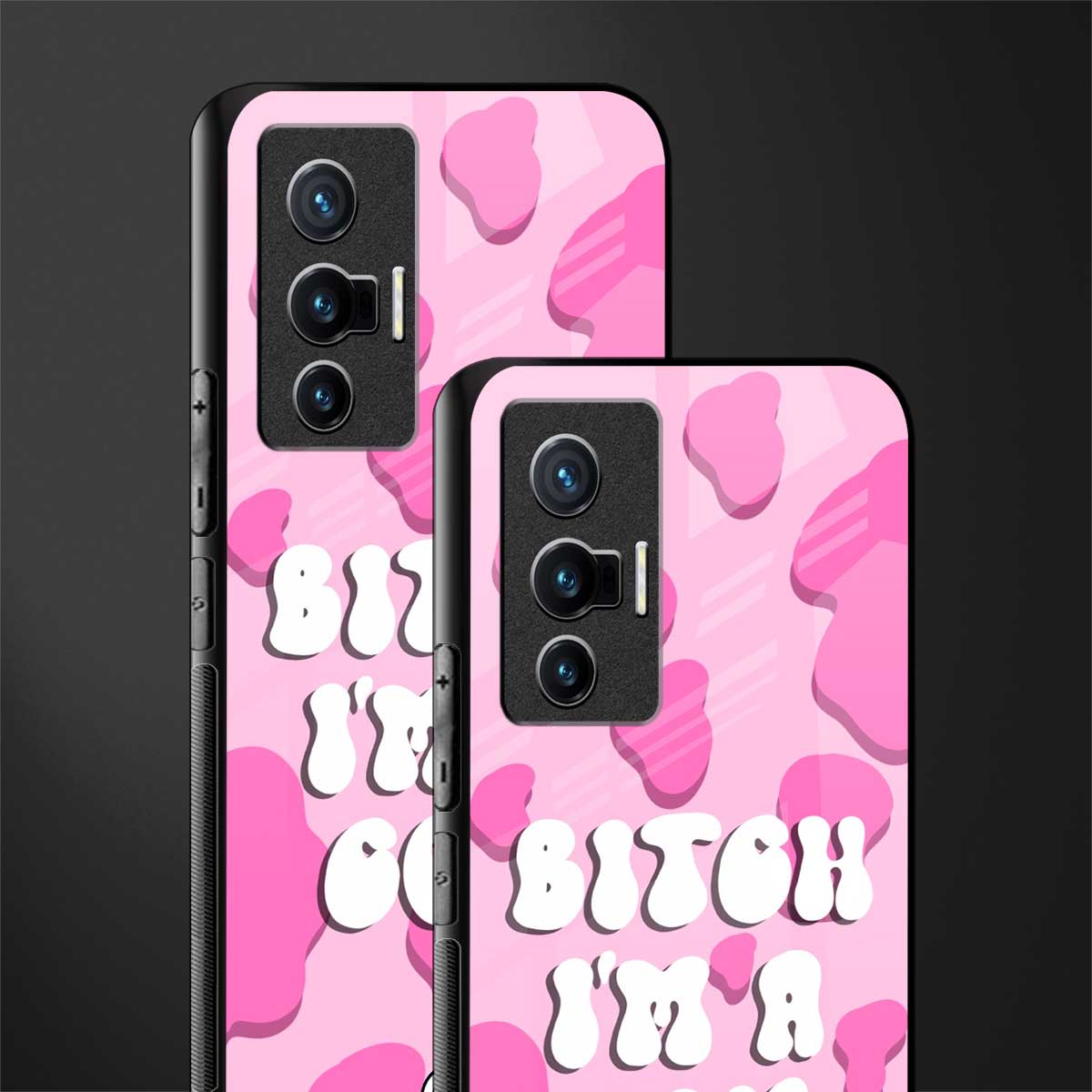 bitch i'm a cow glass case for vivo x70 image-2