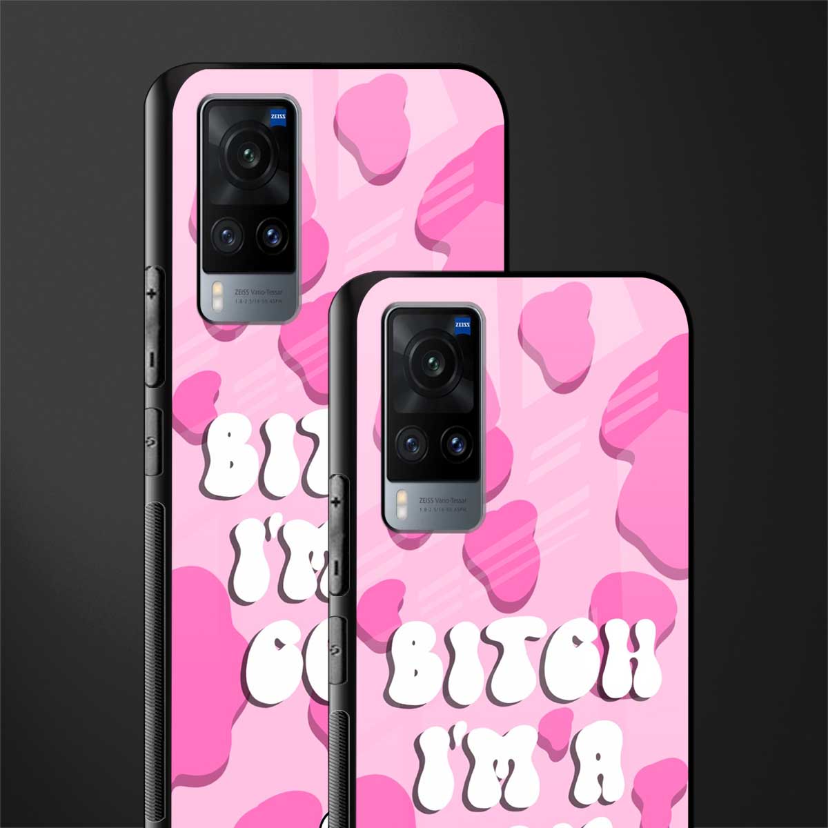 bitch i'm a cow glass case for vivo x60 image-2