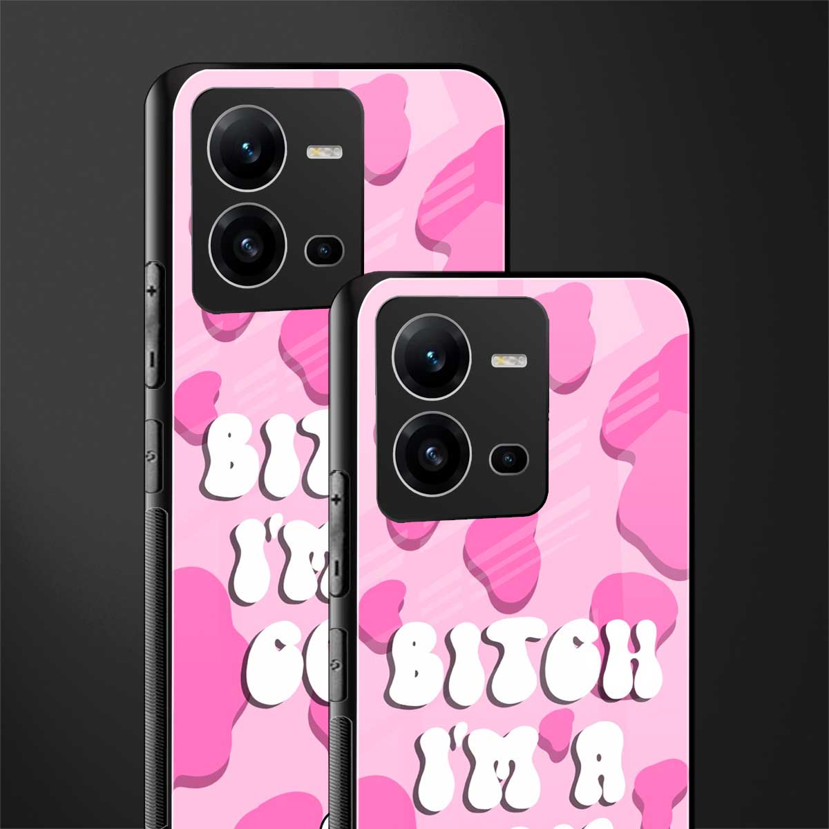 bitch i'm a cow back phone cover | glass case for vivo v25-5g