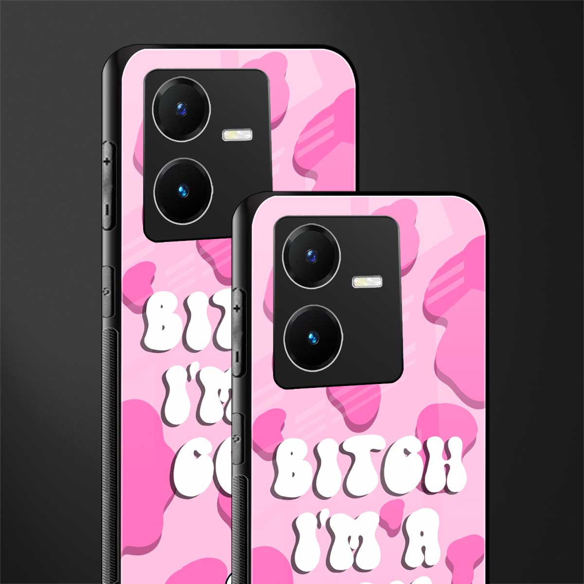 bitch i'm a cow back phone cover | glass case for vivo y22