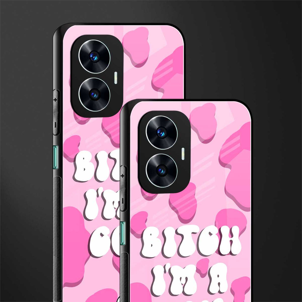 bitch i'm a cow back phone cover | glass case for realme c55
