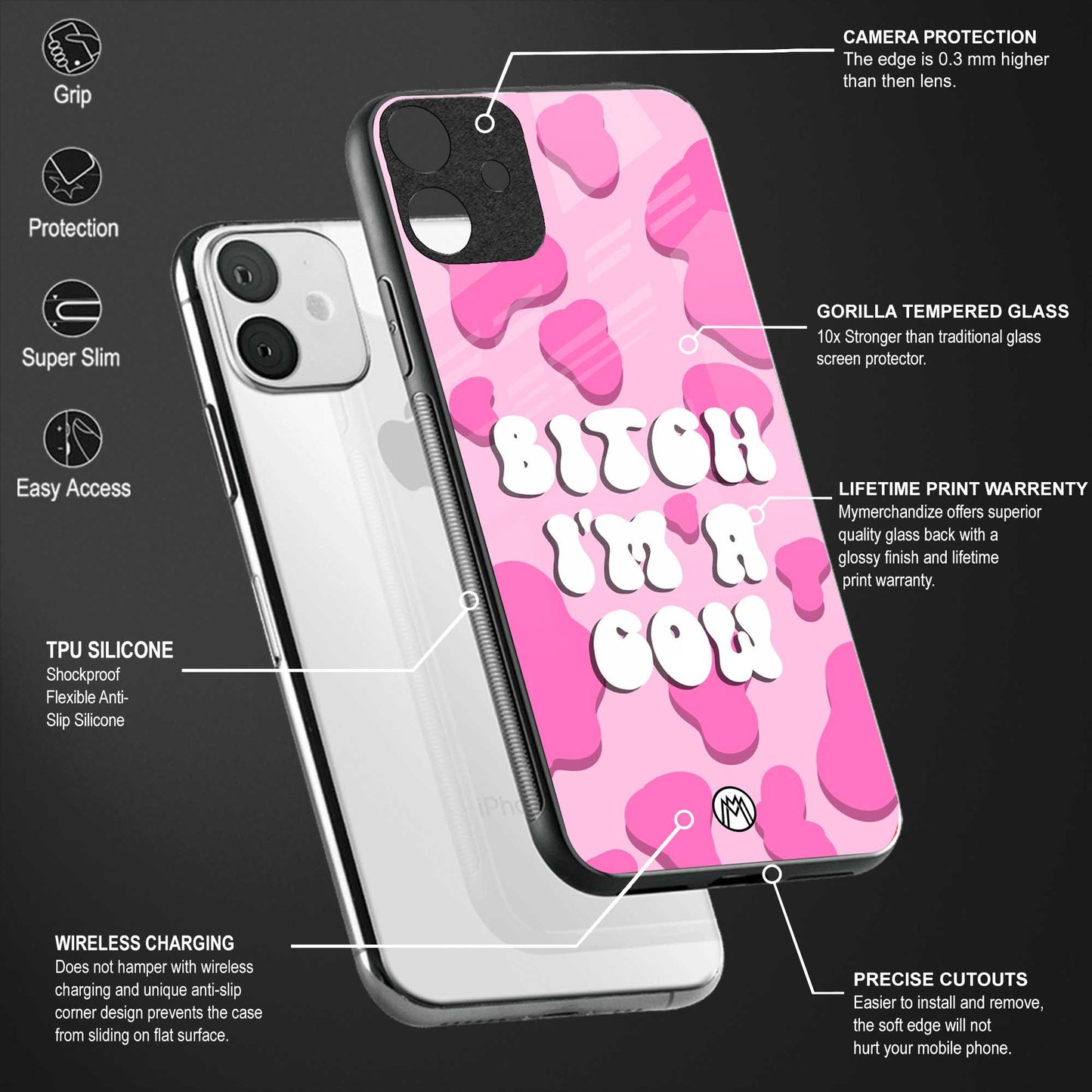 bitch i'm a cow back phone cover | glass case for samsung galaxy a14 5g