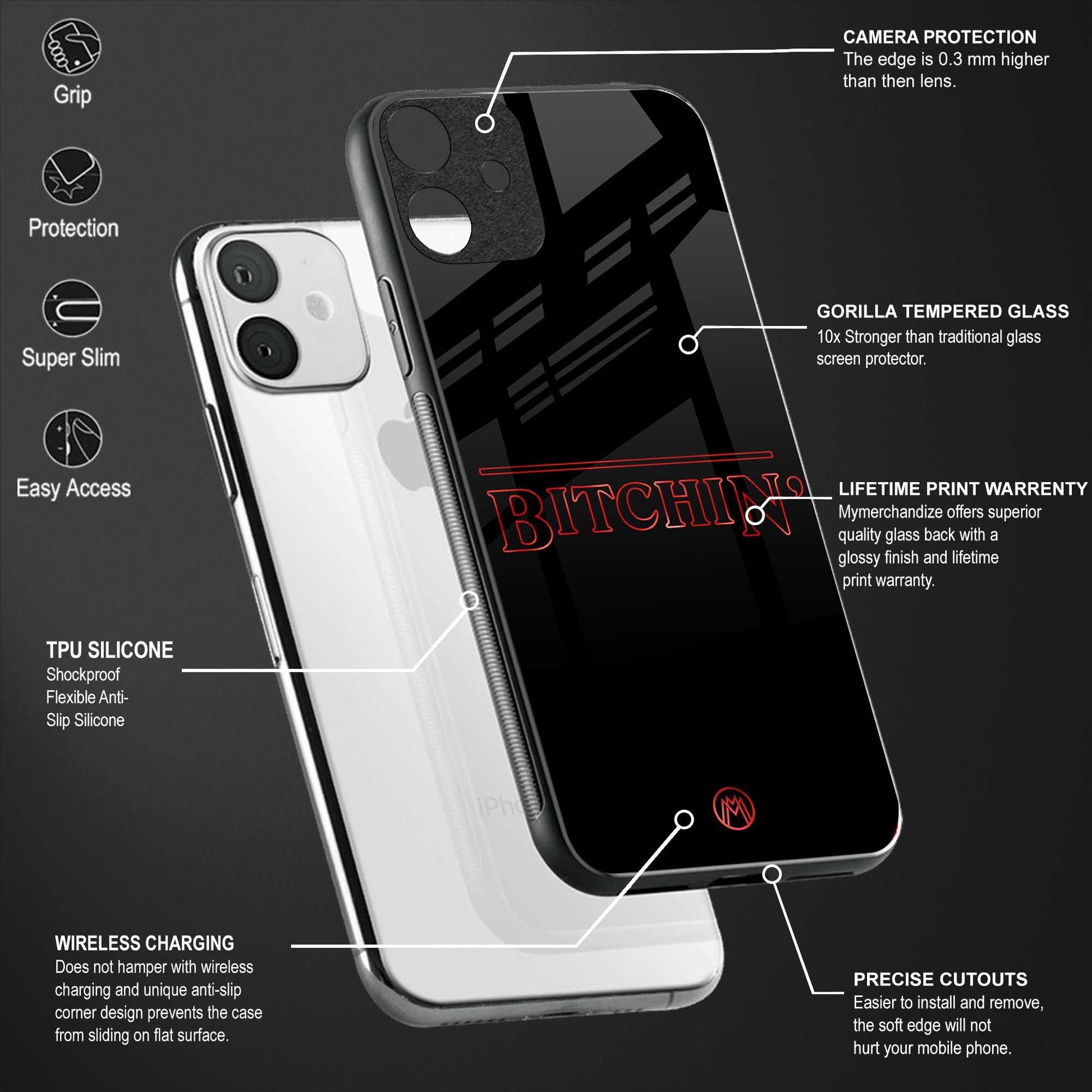 bitchin back phone cover | glass case for oneplus 10r 5g