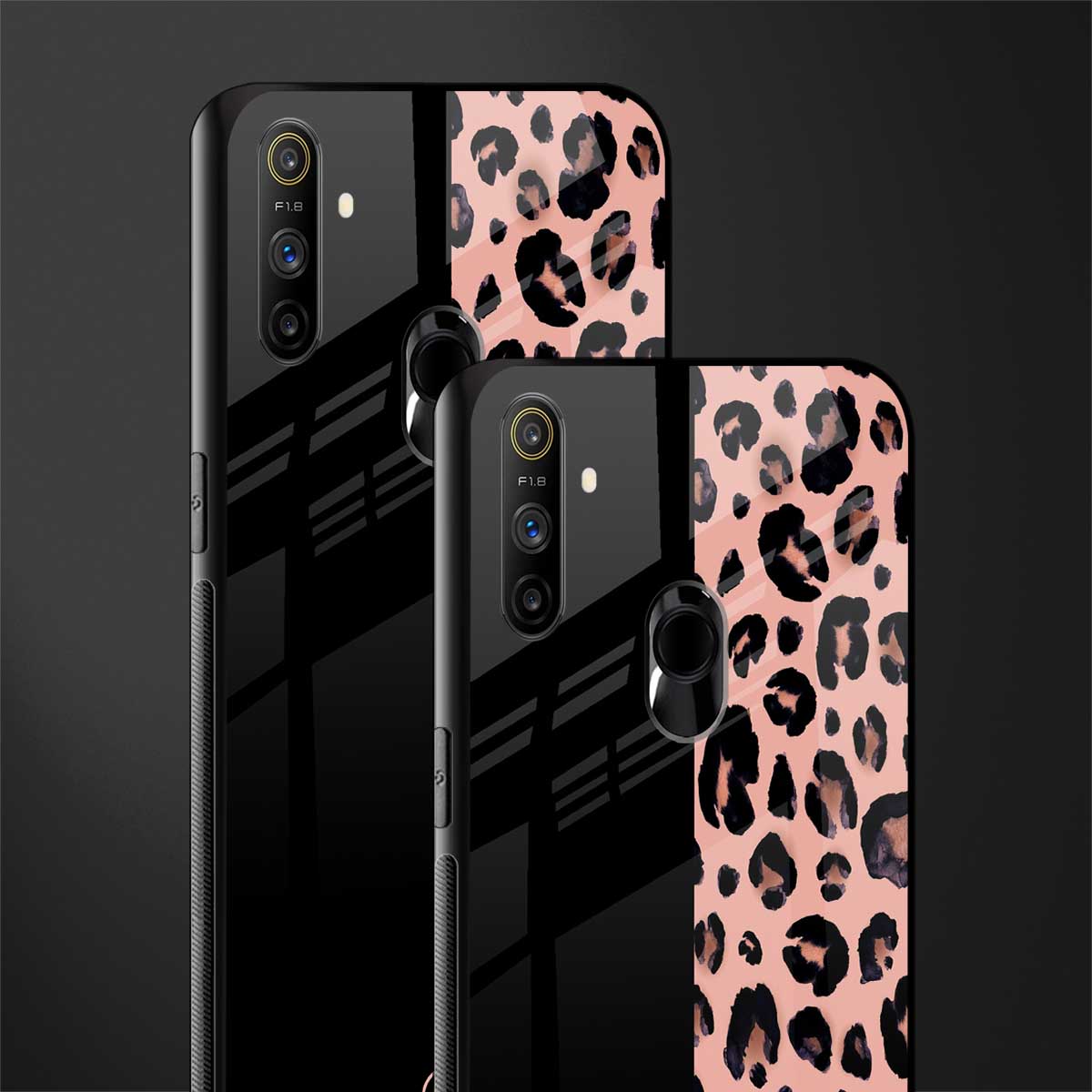 black & pink cheetah fur glass case for realme narzo 10a image-2