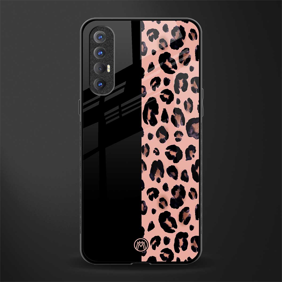 black & pink cheetah fur glass case for oppo reno 3 pro image