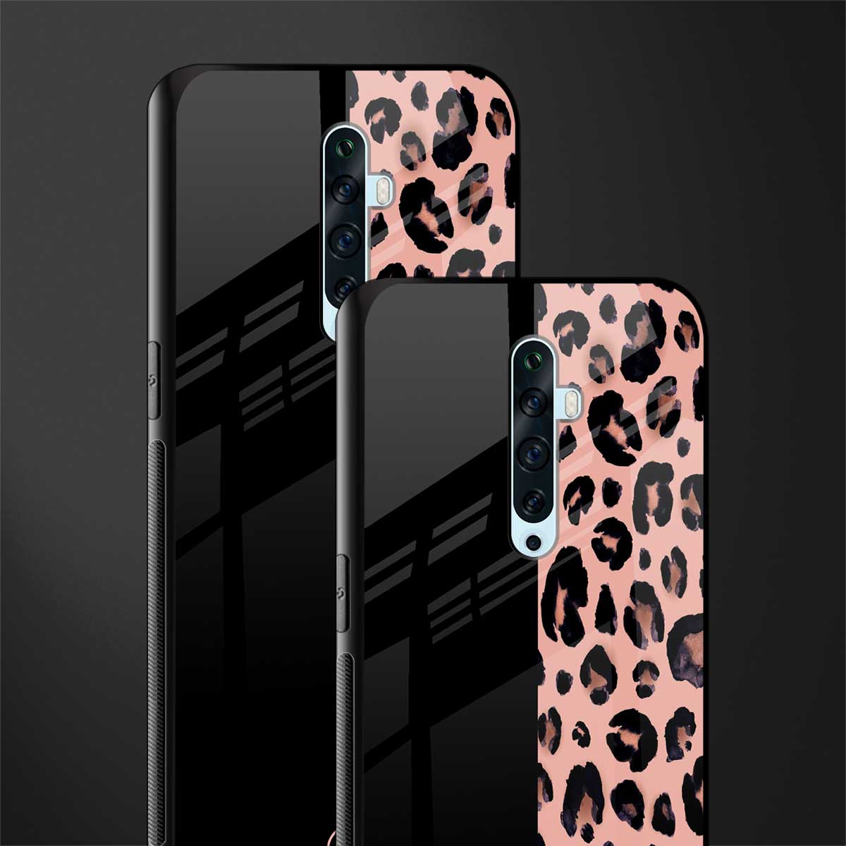 black & pink cheetah fur glass case for oppo reno 2f image-2