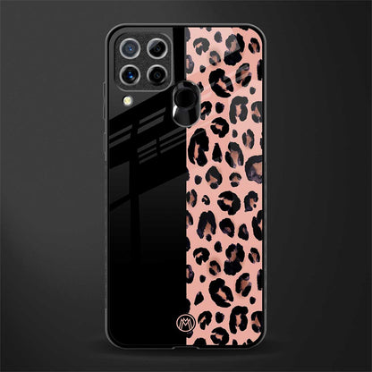 black & pink cheetah fur glass case for realme c15 image