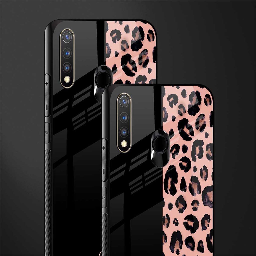 black & pink cheetah fur glass case for vivo u20 image-2