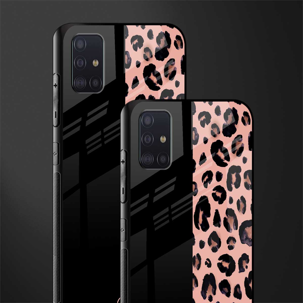 black & pink cheetah fur glass case for samsung galaxy a71 image-2