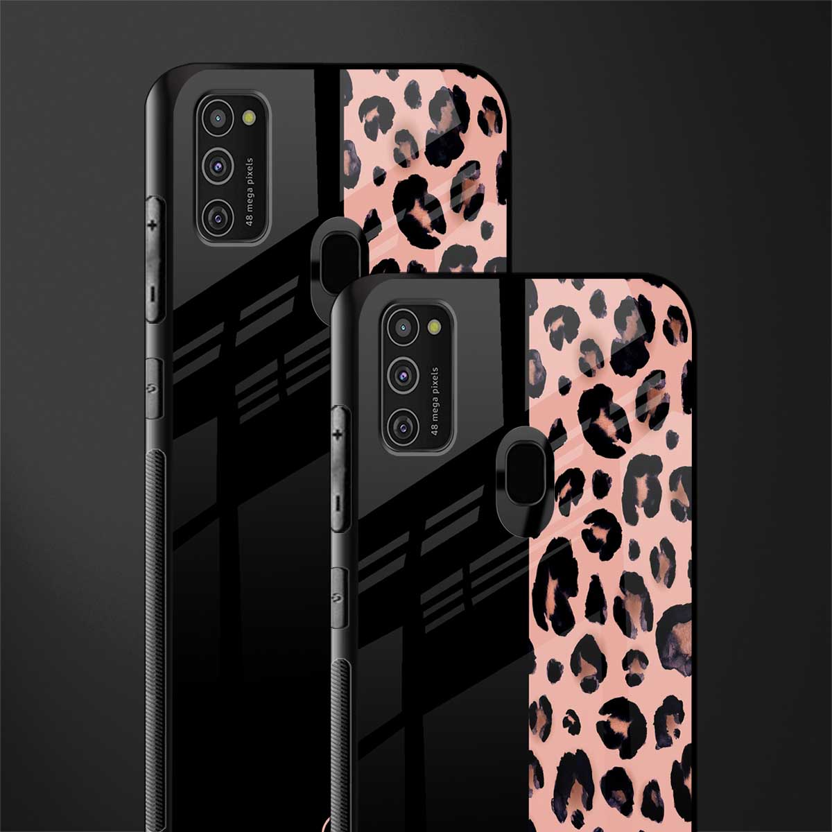 black & pink cheetah fur glass case for samsung galaxy m21 image-2