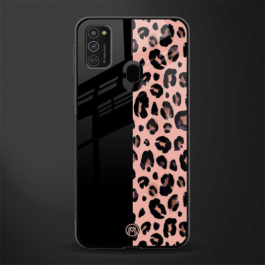 black & pink cheetah fur glass case for samsung galaxy m21 image