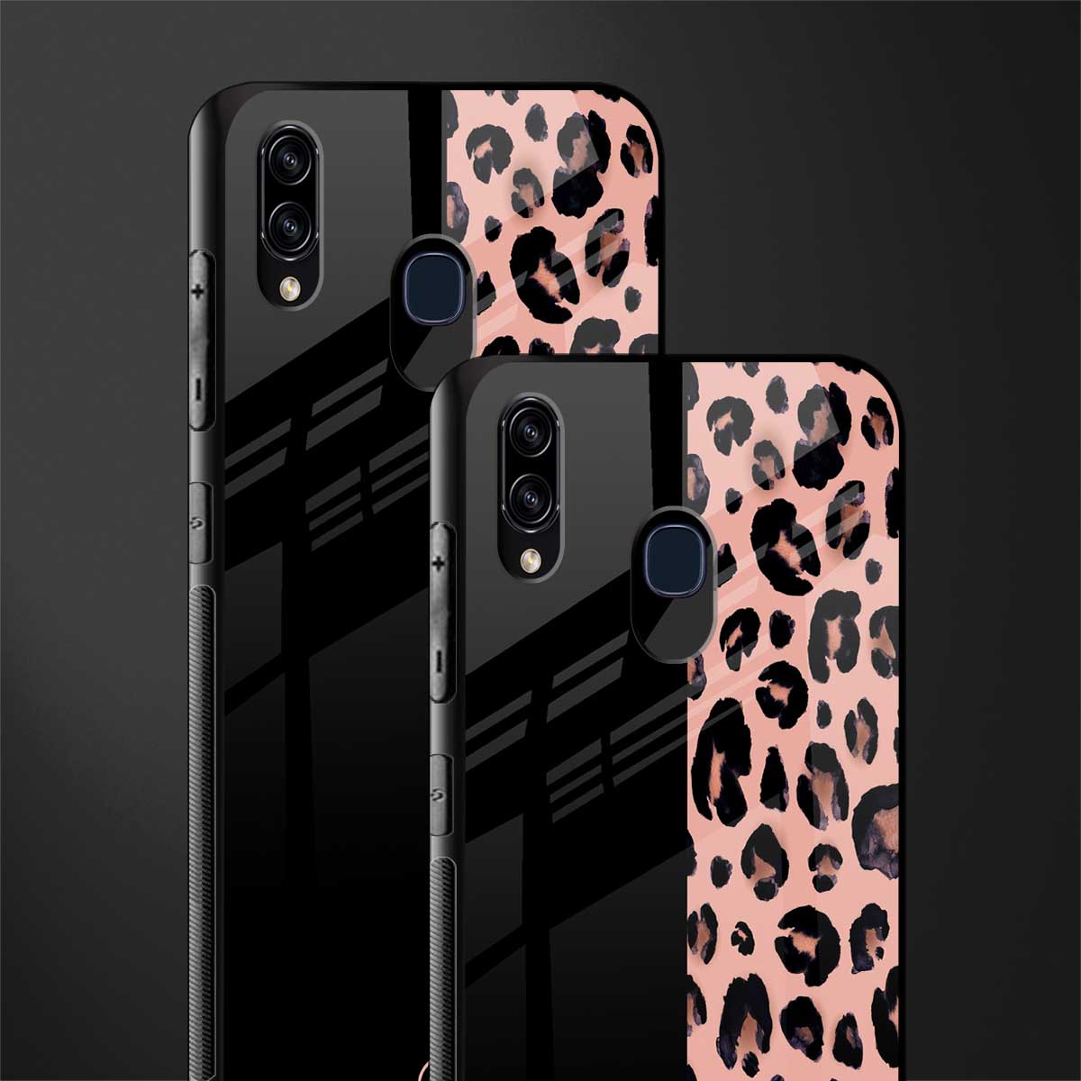 black & pink cheetah fur glass case for samsung galaxy a20 image-2