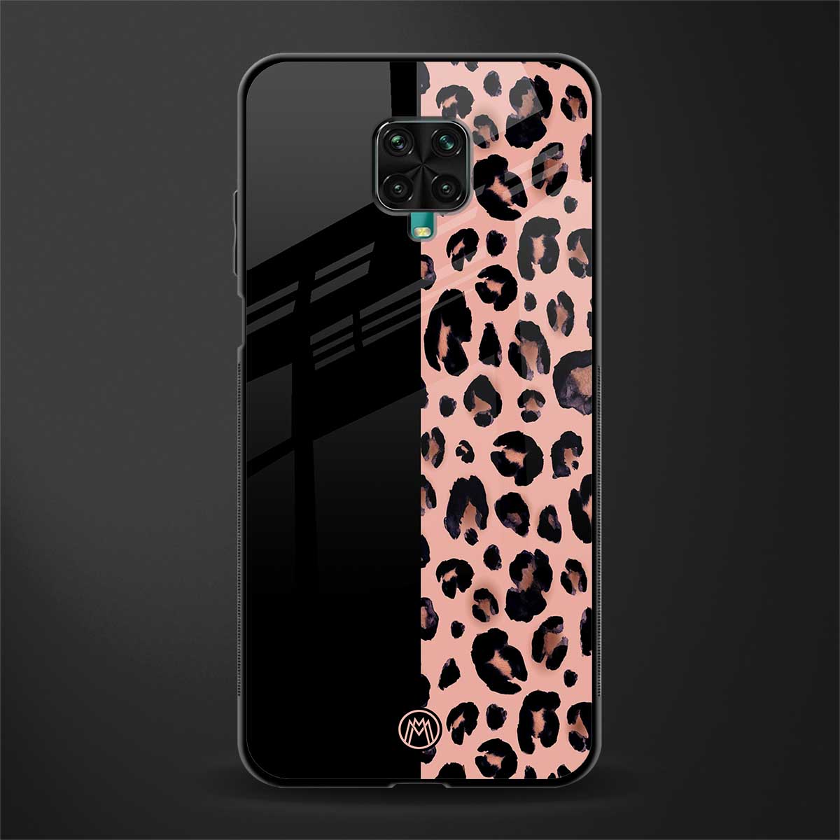 black & pink cheetah fur glass case for redmi note 9 pro max image