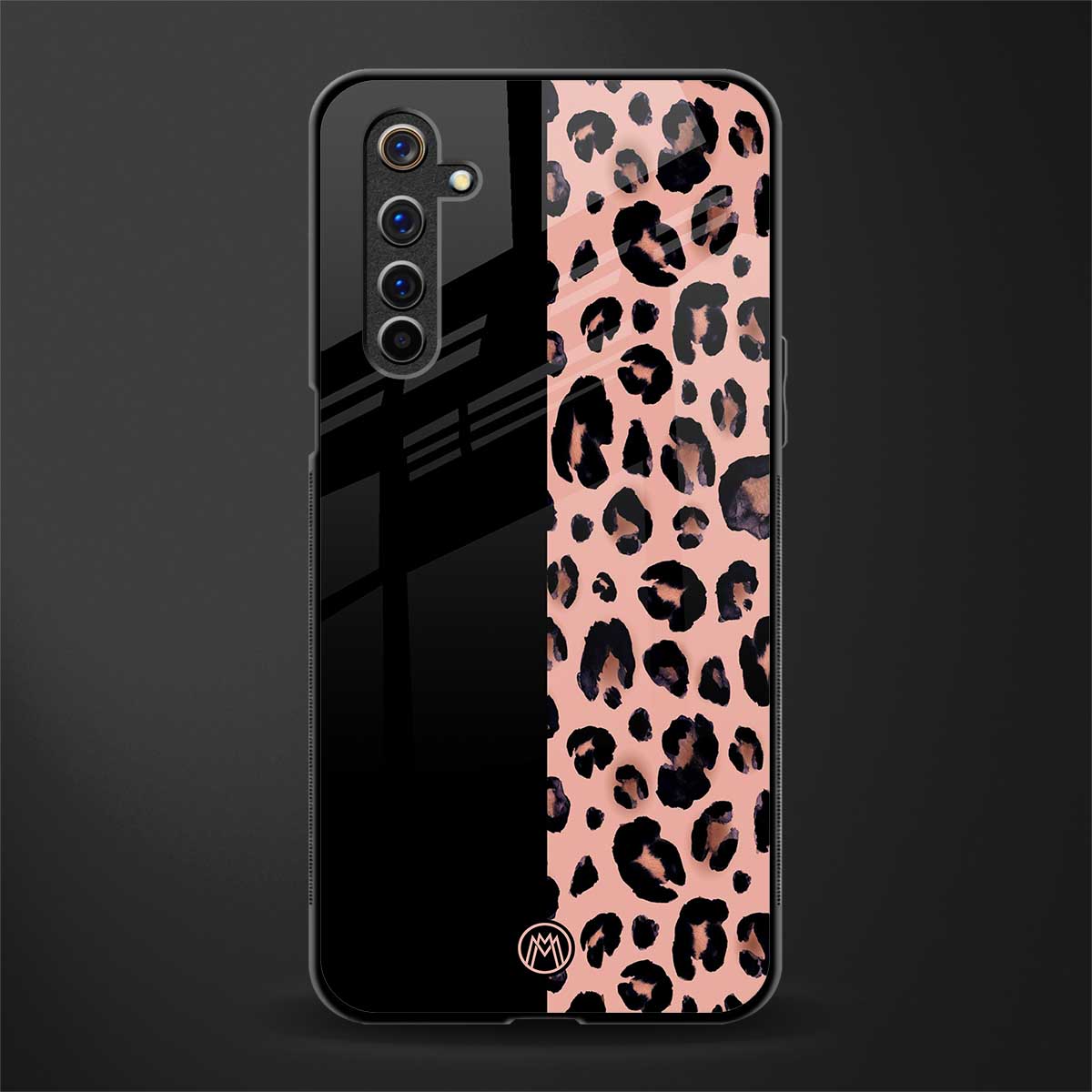 black & pink cheetah fur glass case for realme 6 pro image