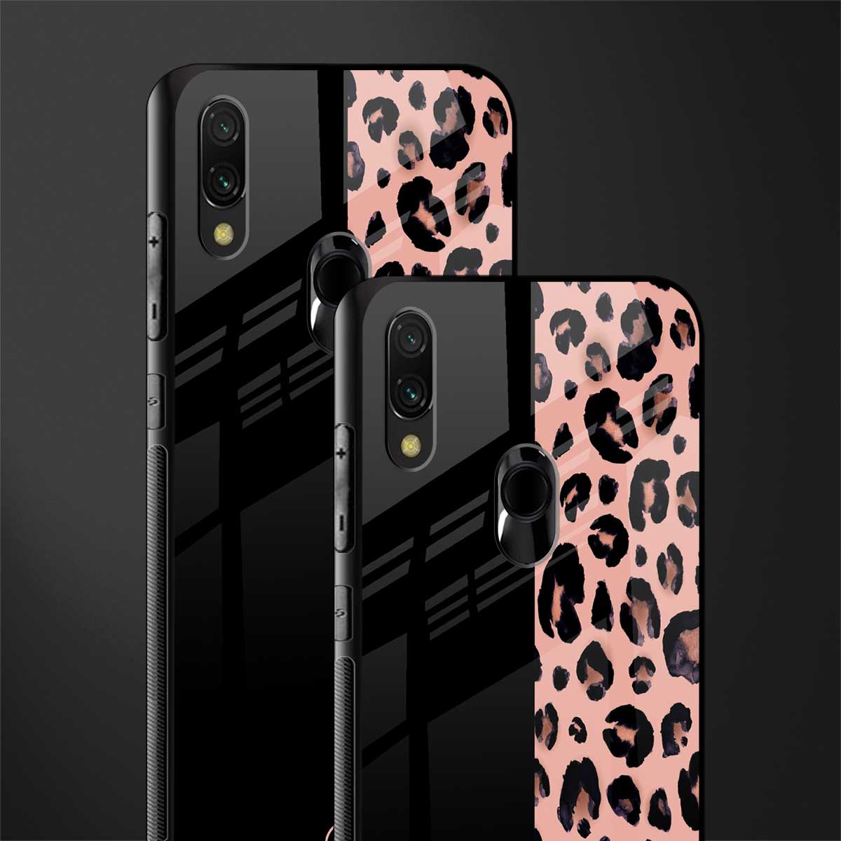 black & pink cheetah fur glass case for redmi 7redmi y3 image-2