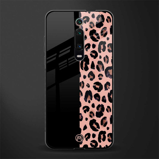 black & pink cheetah fur glass case for redmi k20 pro image
