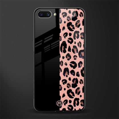 black & pink cheetah fur glass case for oppo a3s image