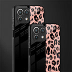 black & pink cheetah fur glass case for mi 11 lite image-2
