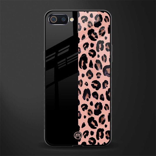 black & pink cheetah fur glass case for realme c2 image