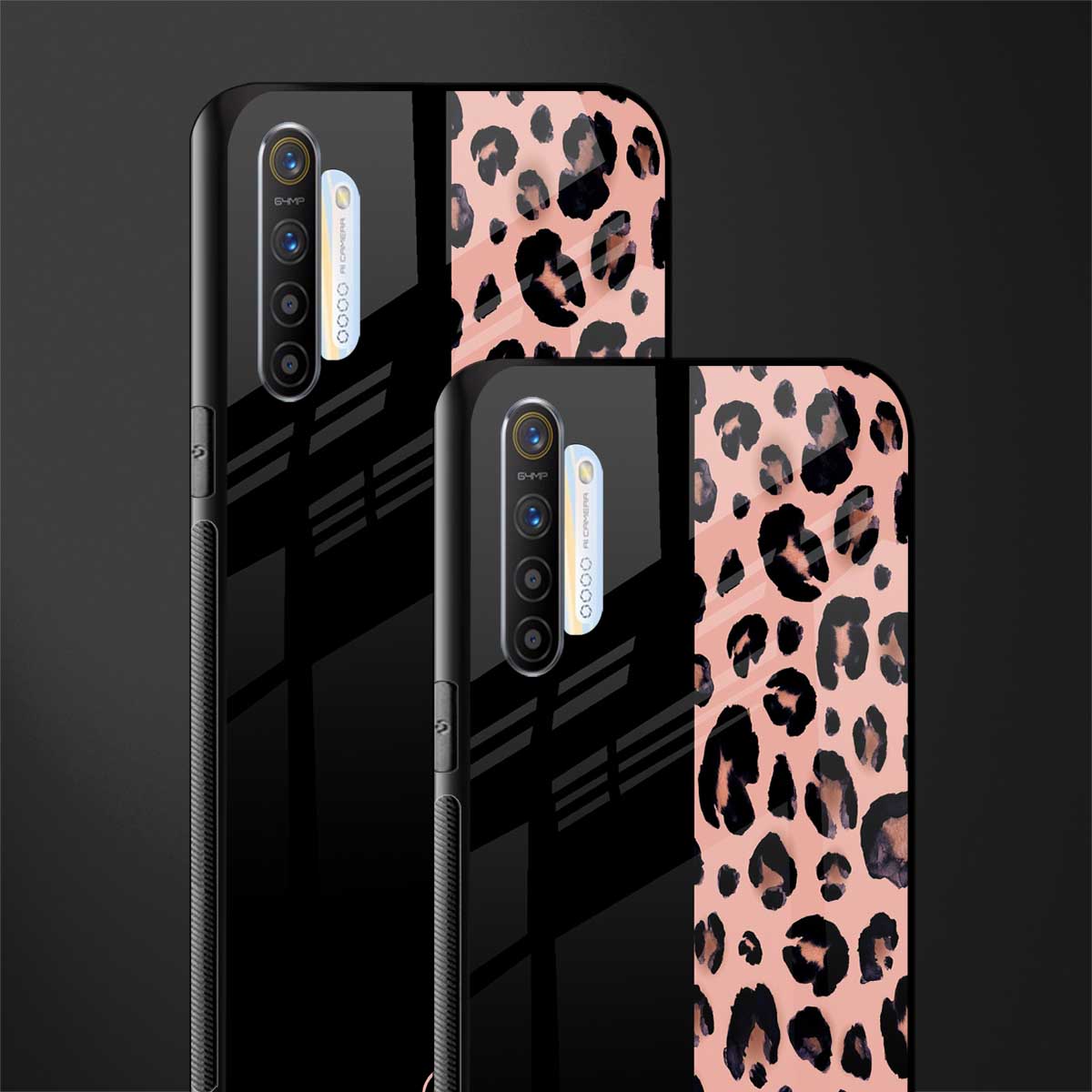 black & pink cheetah fur glass case for realme xt image-2