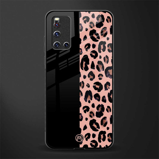 black & pink cheetah fur glass case for vivo v19 image