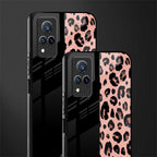 black & pink cheetah fur glass case for vivo v21 5g image-2