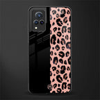 black & pink cheetah fur glass case for vivo v21 5g image