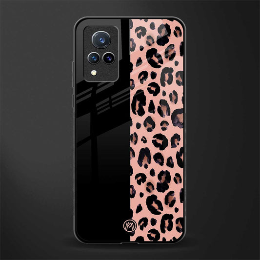 black & pink cheetah fur glass case for vivo v21 5g image