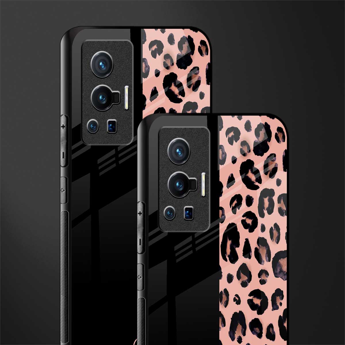 black & pink cheetah fur glass case for vivo x70 pro image-2