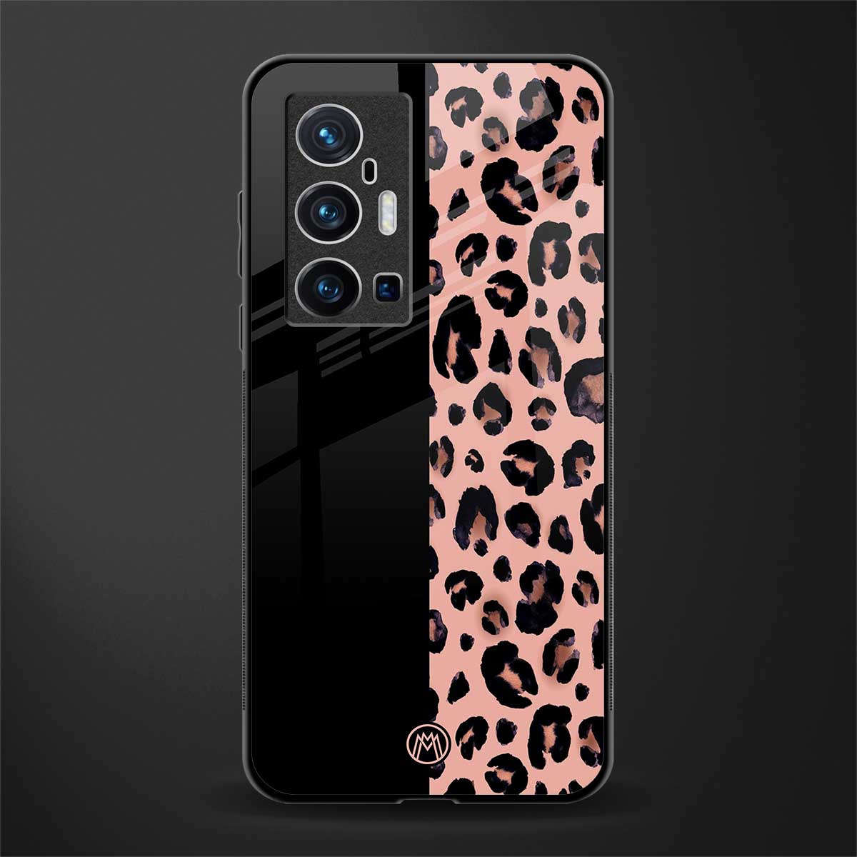 black & pink cheetah fur glass case for vivo x70 pro plus image