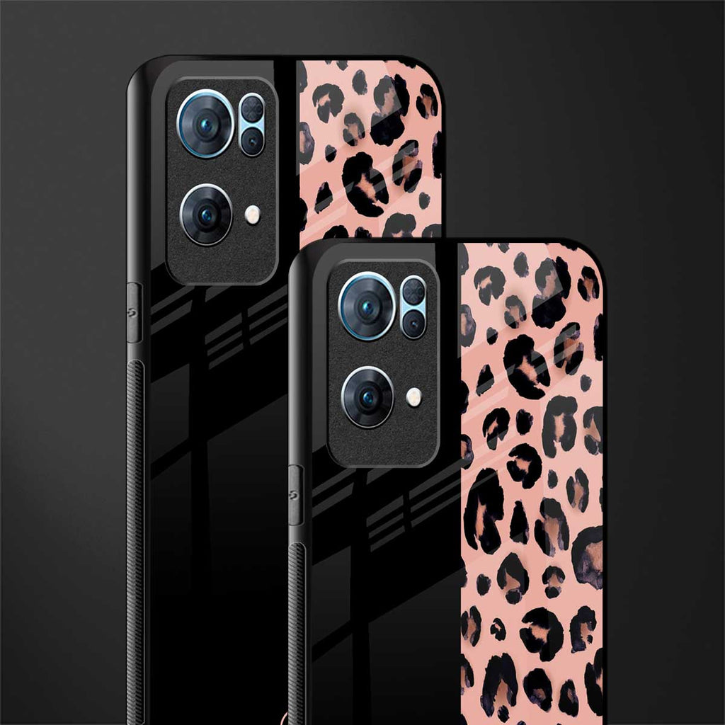 black & pink cheetah fur glass case for oppo reno7 pro 5g image-2
