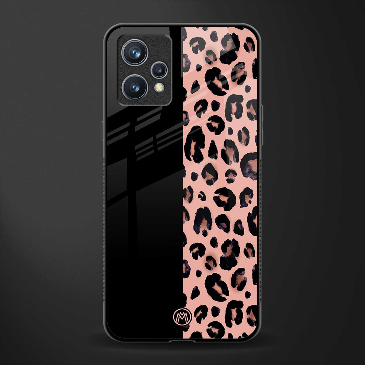 black & pink cheetah fur glass case for realme 9 pro plus 5g image