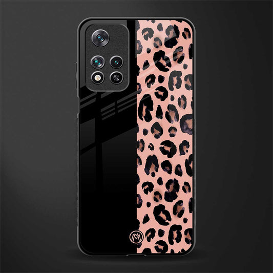 black & pink cheetah fur glass case for poco m4 pro 5g image