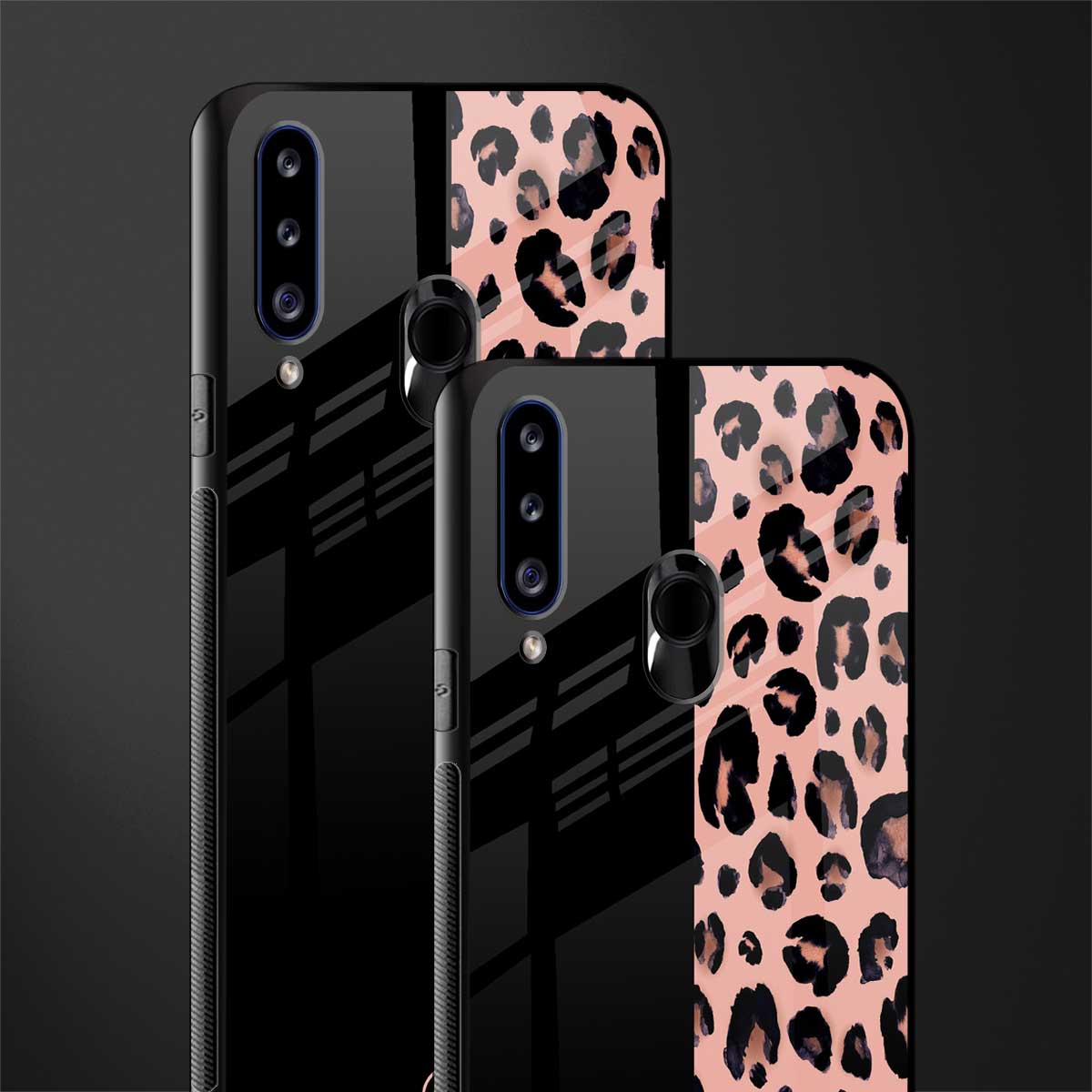 black & pink cheetah fur glass case for samsung galaxy a20s image-2