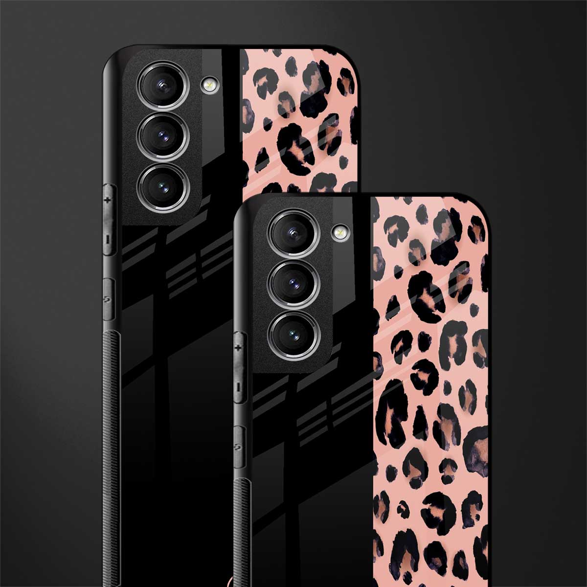 black & pink cheetah fur glass case for samsung galaxy s21 image-2