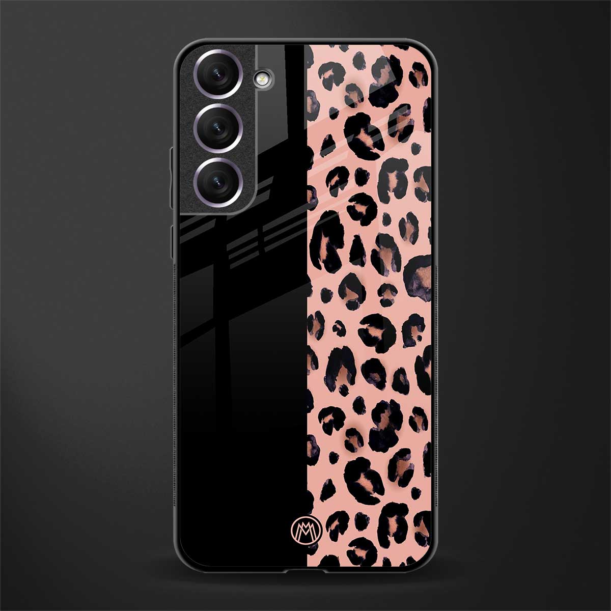 black & pink cheetah fur glass case for samsung galaxy s21 image