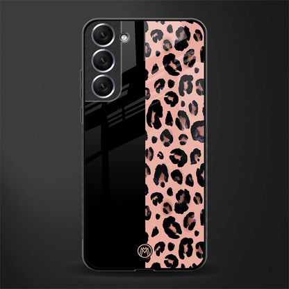 black & pink cheetah fur glass case for samsung galaxy s21 image