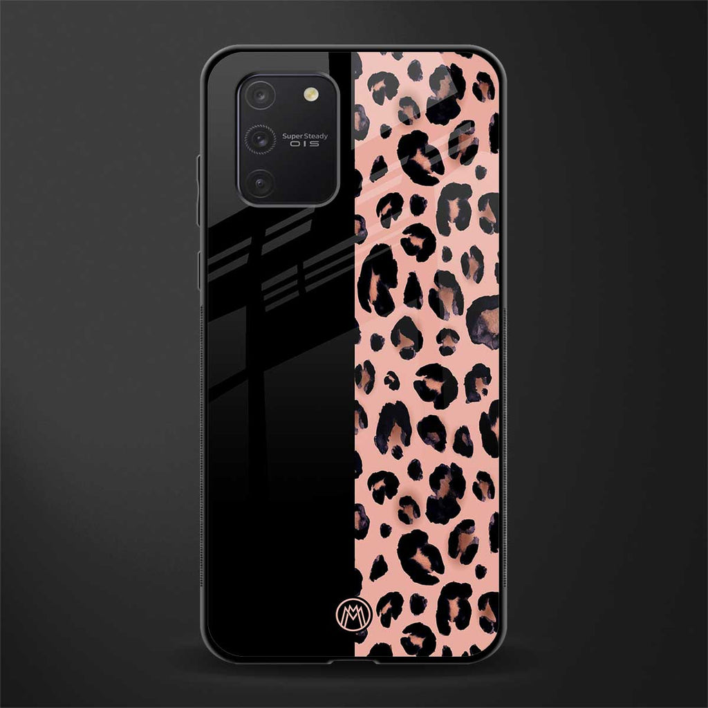 black & pink cheetah fur glass case for samsung galaxy s10 lite image
