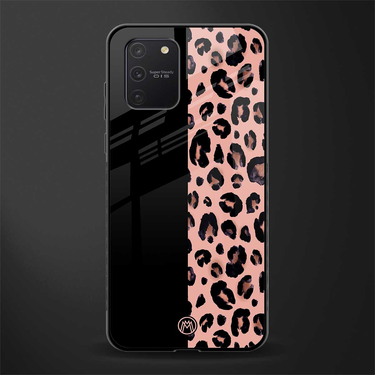 black & pink cheetah fur glass case for samsung galaxy s10 lite image