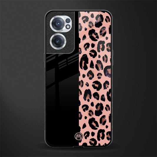 black & pink cheetah fur glass case for oneplus nord ce 2 5g image