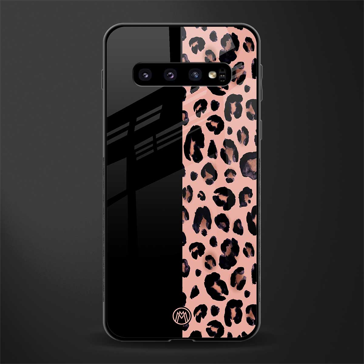 black & pink cheetah fur glass case for samsung galaxy s10 image