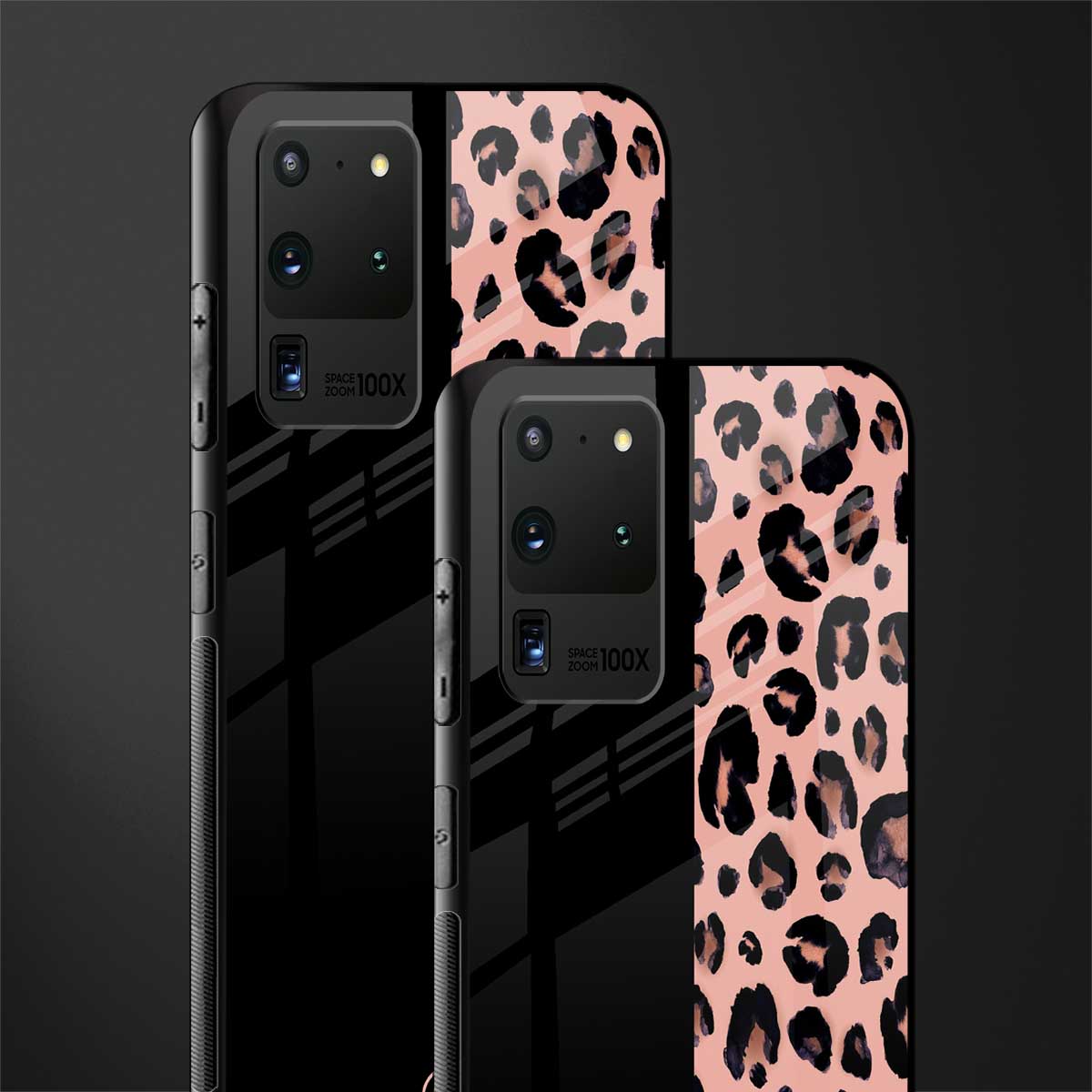 black & pink cheetah fur glass case for samsung galaxy s20 ultra image-2