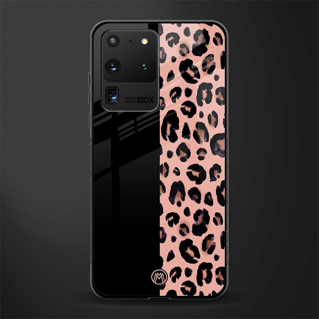 black & pink cheetah fur glass case for samsung galaxy s20 ultra image
