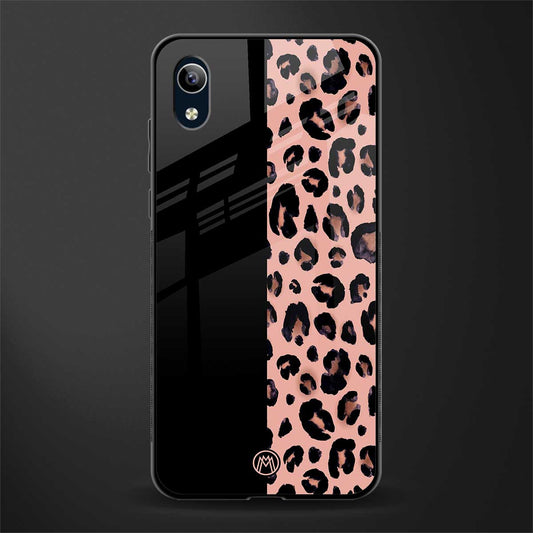 black & pink cheetah fur glass case for vivo y90 image