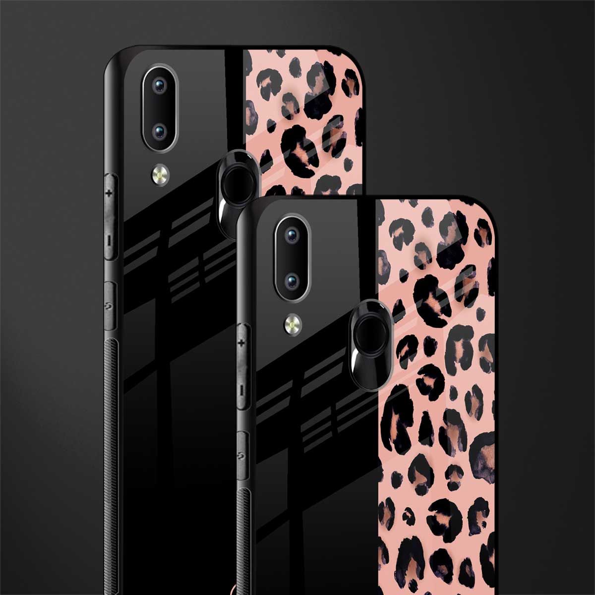 black & pink cheetah fur glass case for vivo y95 image-2