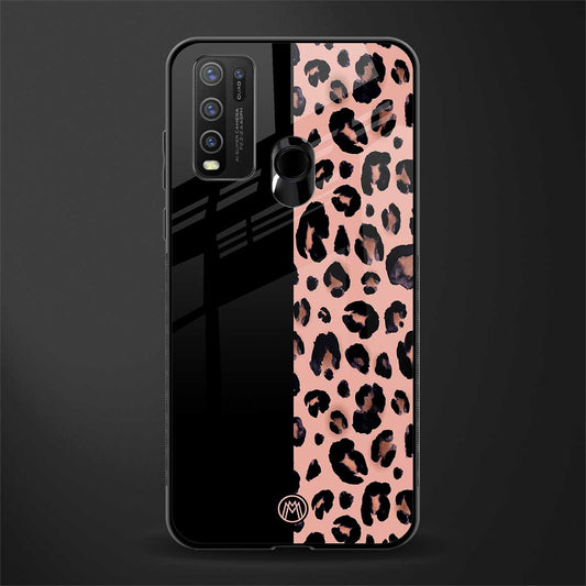black & pink cheetah fur glass case for vivo y30 image
