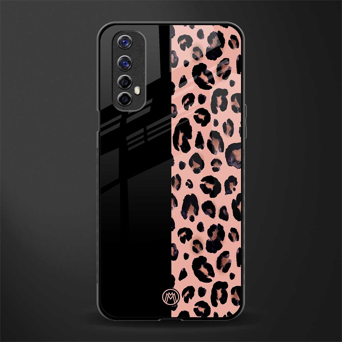 black & pink cheetah fur glass case for realme narzo 20 pro image