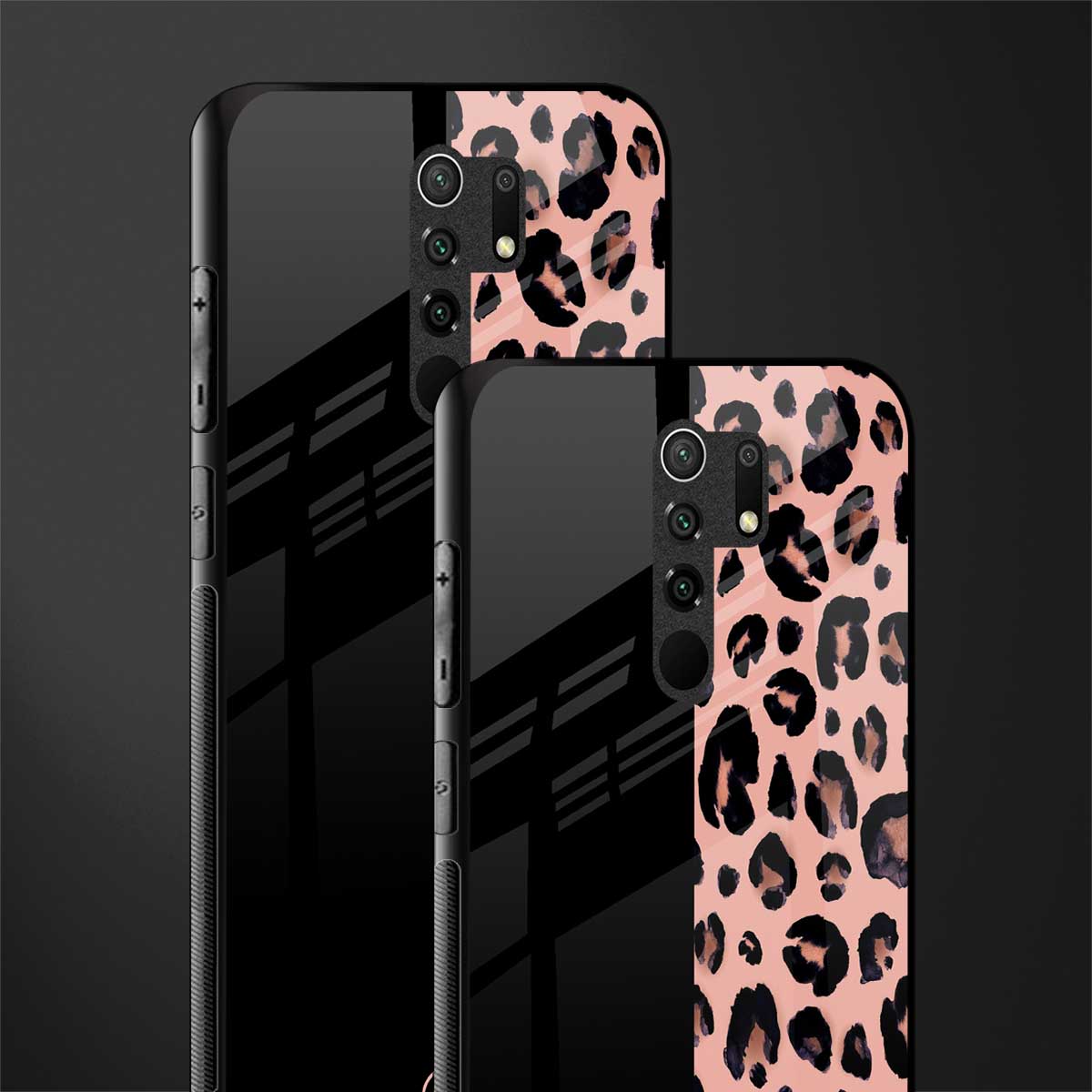 black & pink cheetah fur glass case for redmi 9 prime image-2