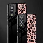 black & pink cheetah fur glass case for vivo y12g image-2